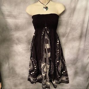 Halter Dress with intricate tribal print design.